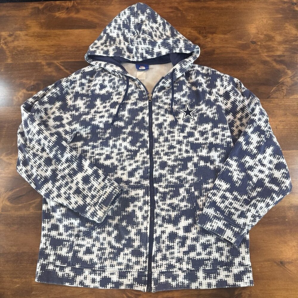 Reebok NFL Dallas Cowboys Football On Field Blue Zip Hoodie Digital Camo Mens M